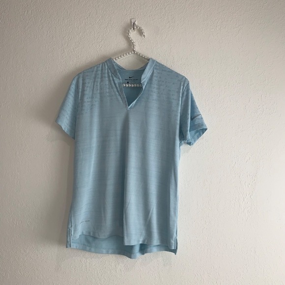 Nike Dri-FIT Active Top Athletic T-Shirt V-Neck Short Sleeve Blue Size large - Picture 2 of 9